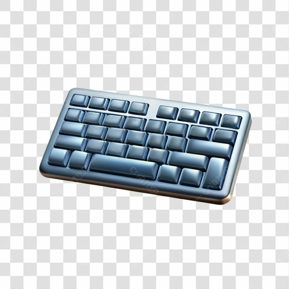 Teclado Wifi Azul Metálico Elemento 3D Png Ia