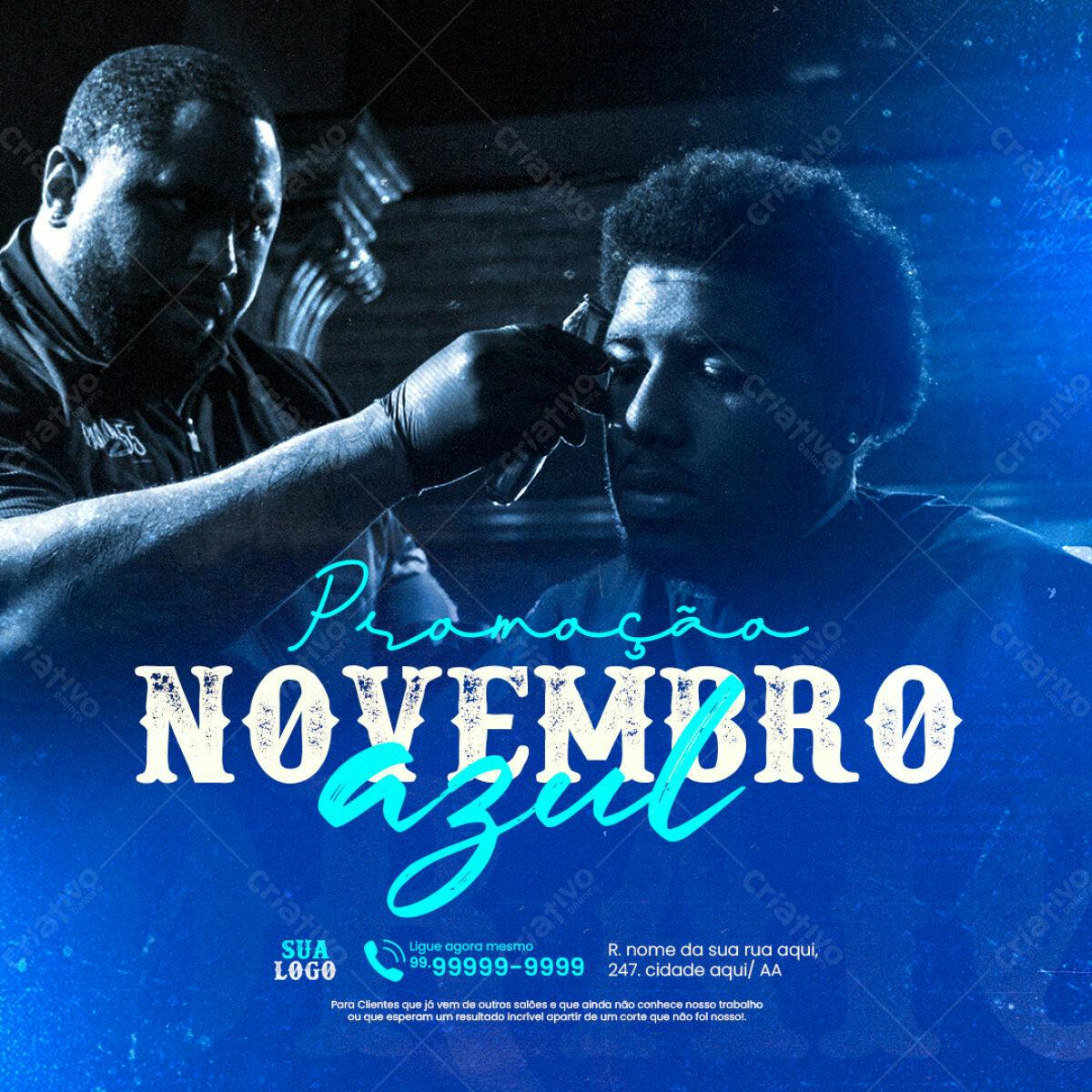 PSD Flyer Promoção Novembro Azul Barber Shop