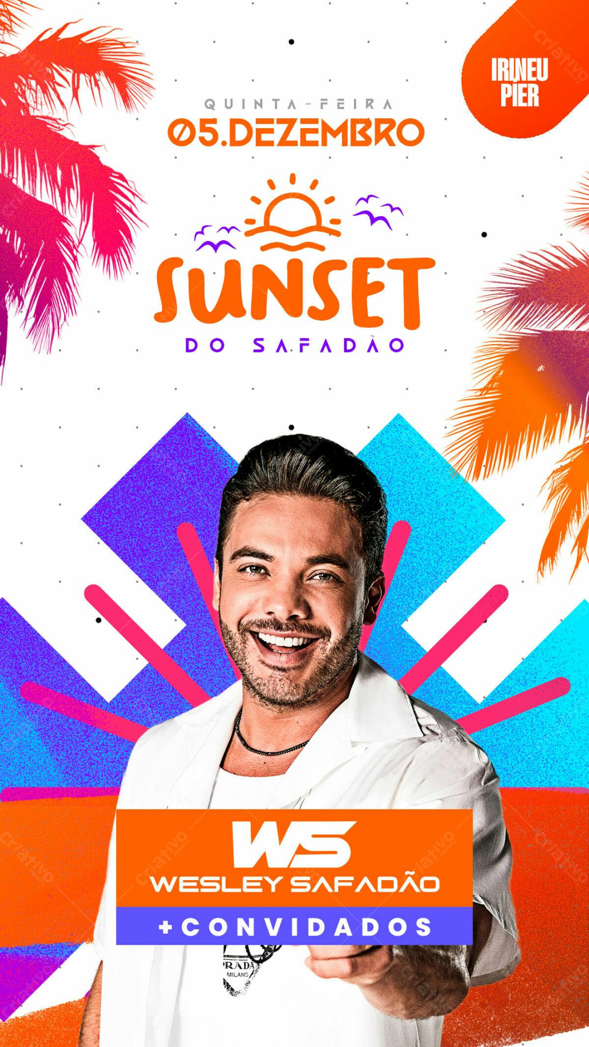 Flyer Sunset Wesley Safadão 05 Dez PSD Editável
