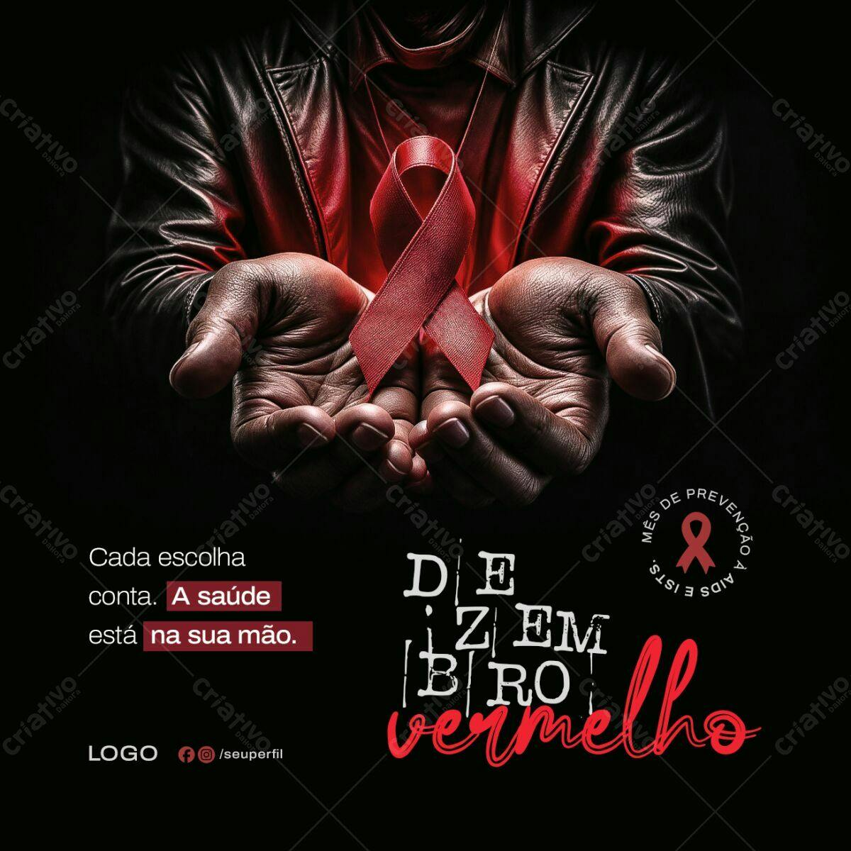 Post para Dezembro Vermelho PSD Editável