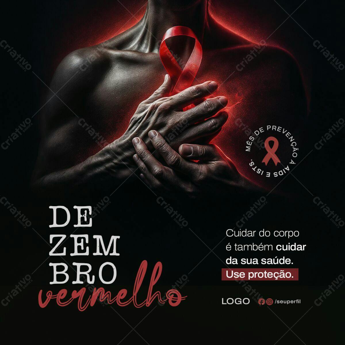 Post para Dezembro Vermelho PSD Editável