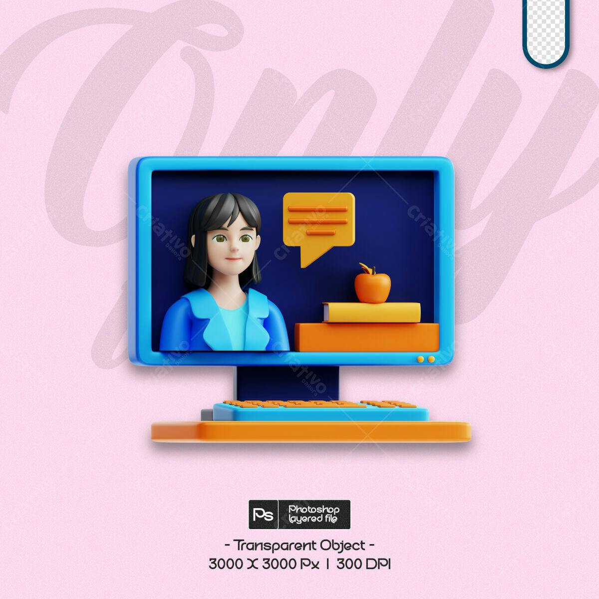 Ilustração Professor Online PSD Editável