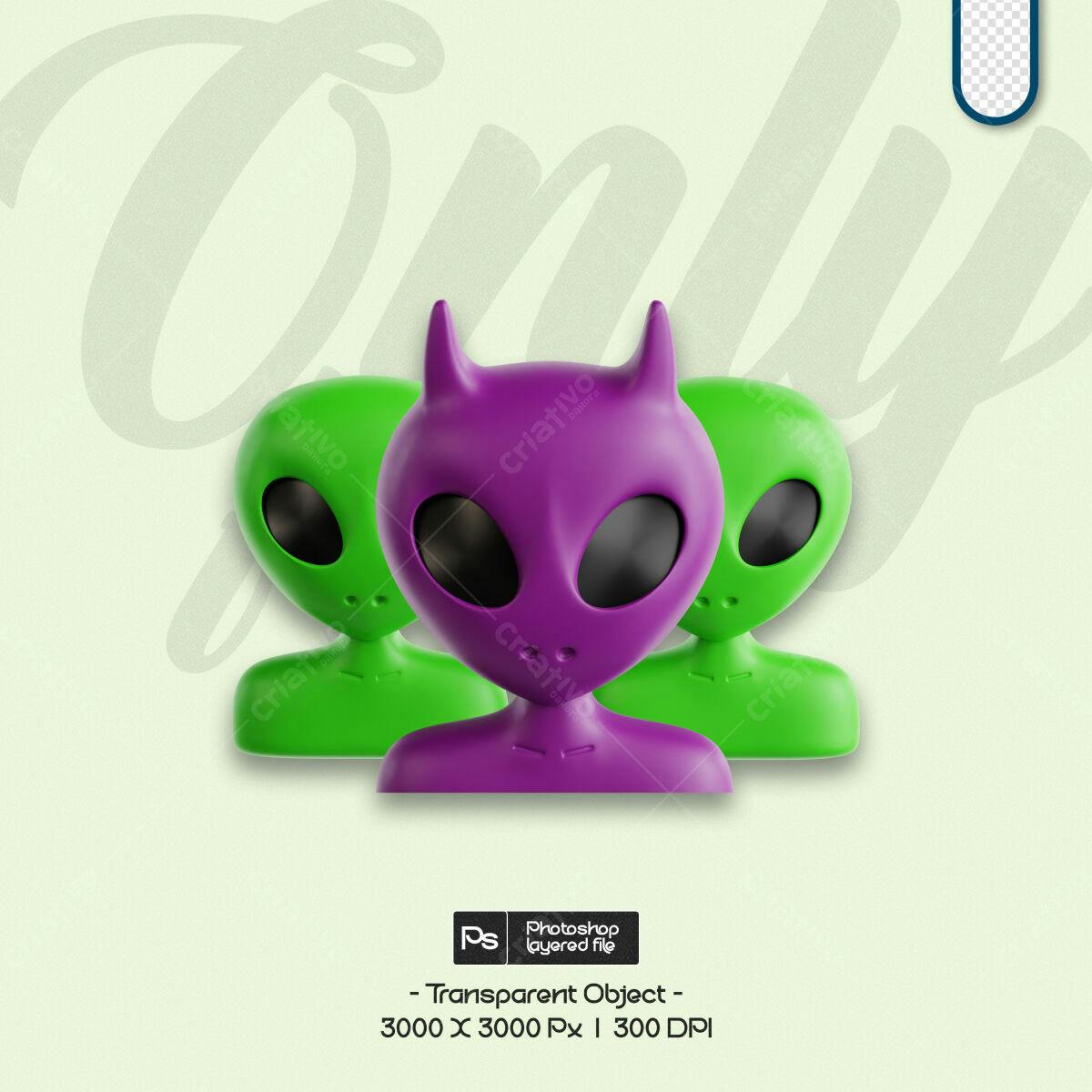 Personagens alienígenas 3D PSD Editável