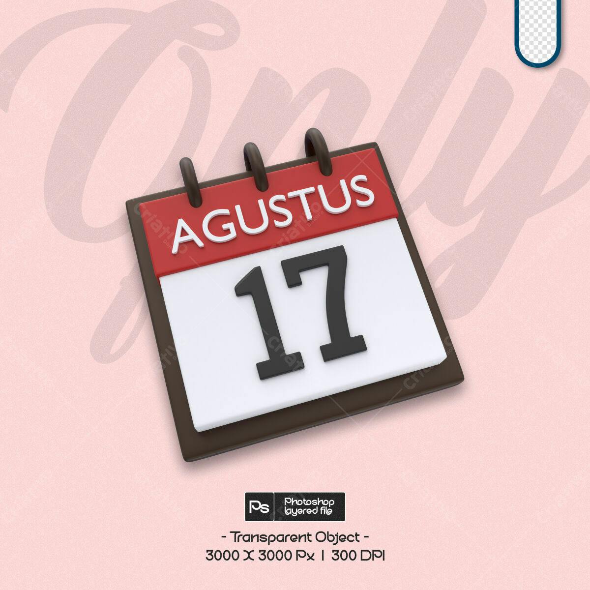 Calendário Agosto PSD Editável