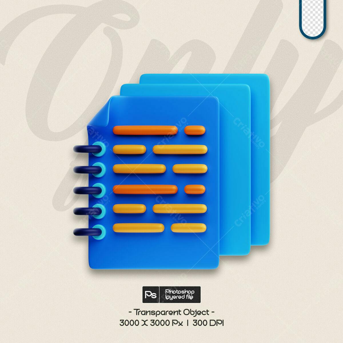 Mockup Objeto 3D Azul e Laranja PSD Editável