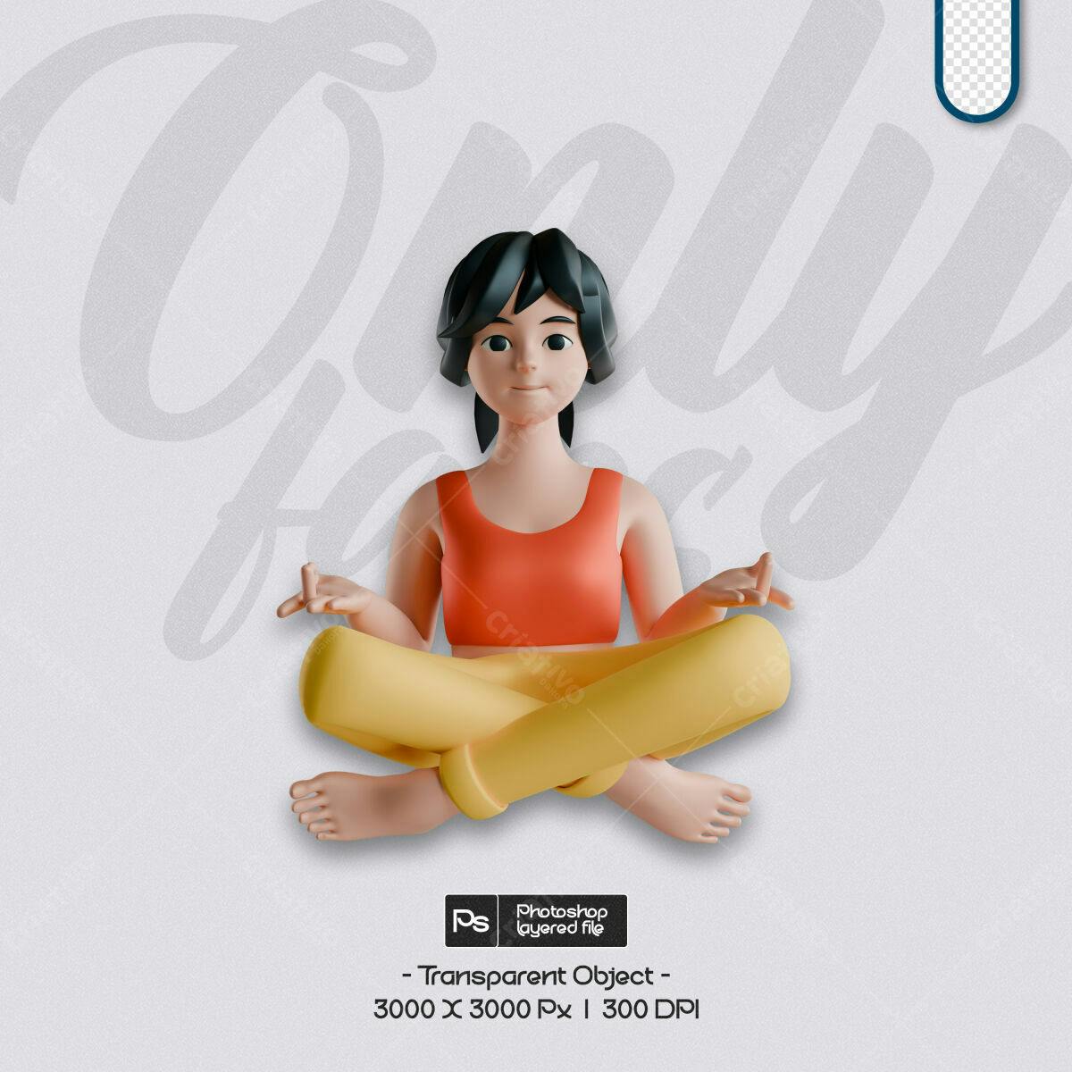 PSD Modelo 3D para Meditação e Yoga Editável