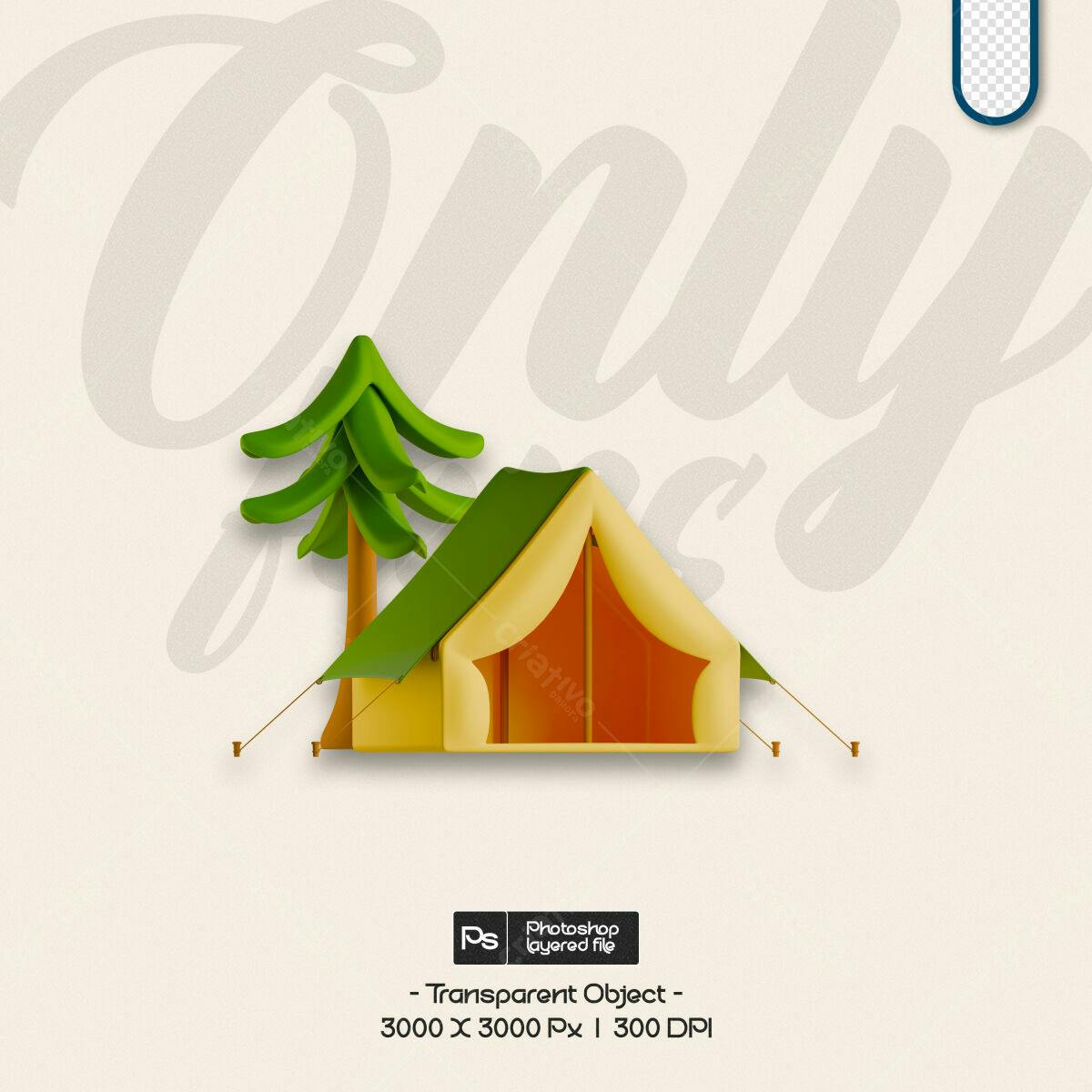 PSD Ilustração de Barraca de Camping para Design de Mídias Sociais PSD Editável