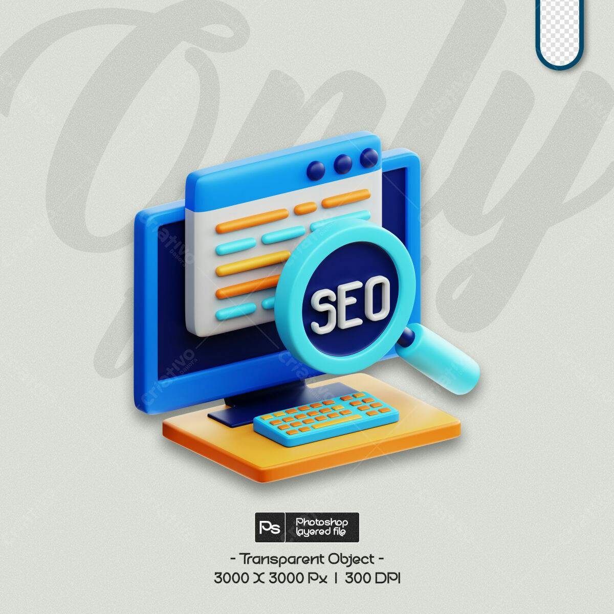 Ícone SEO 3D PSD Editável