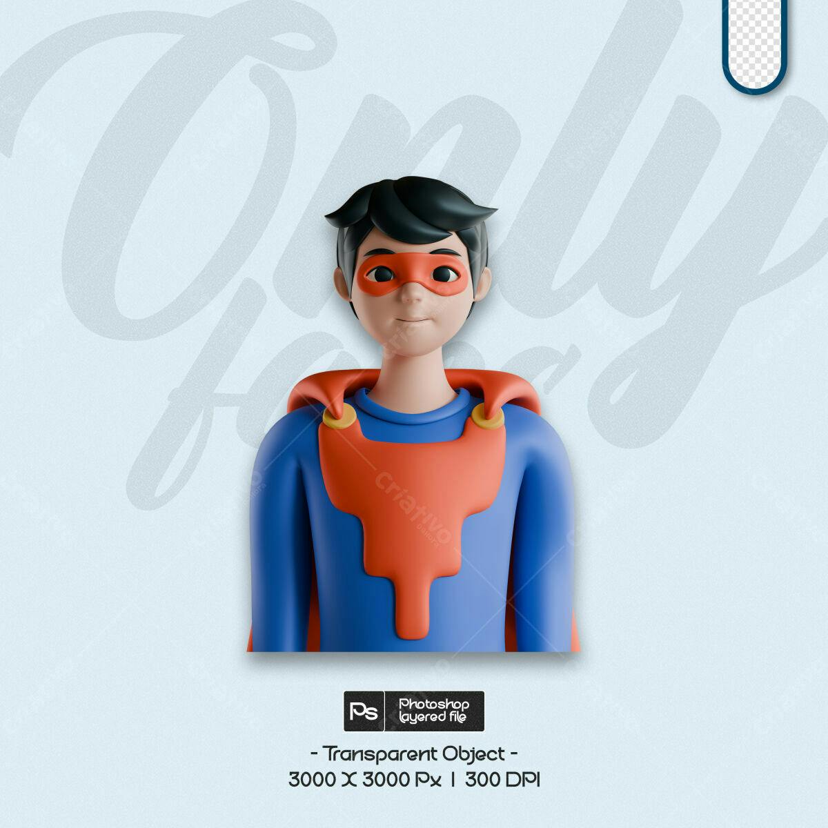 PSD Personagem Super-Herói 3D PSD Editável