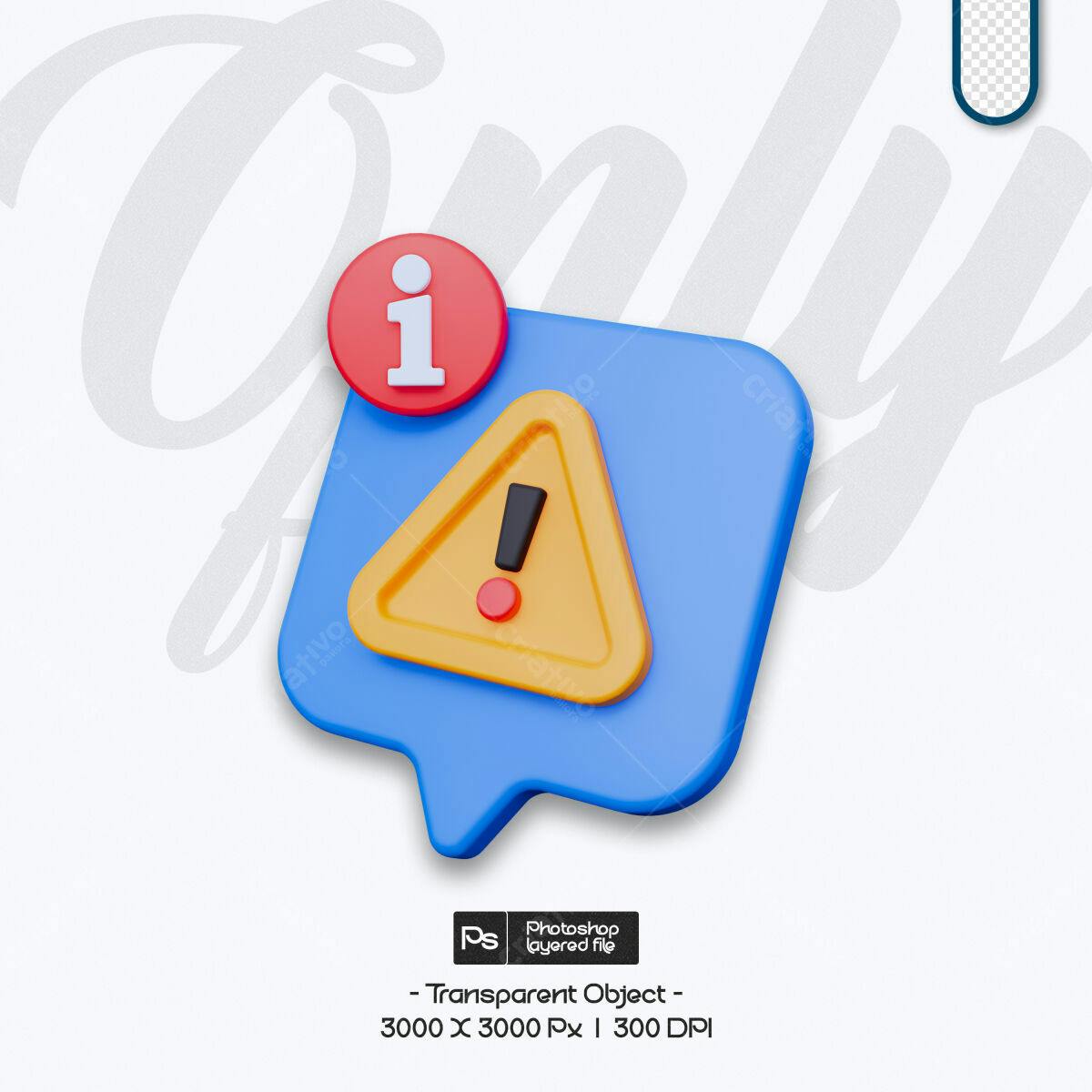 Ícone de Notificação 3D PSD Editável