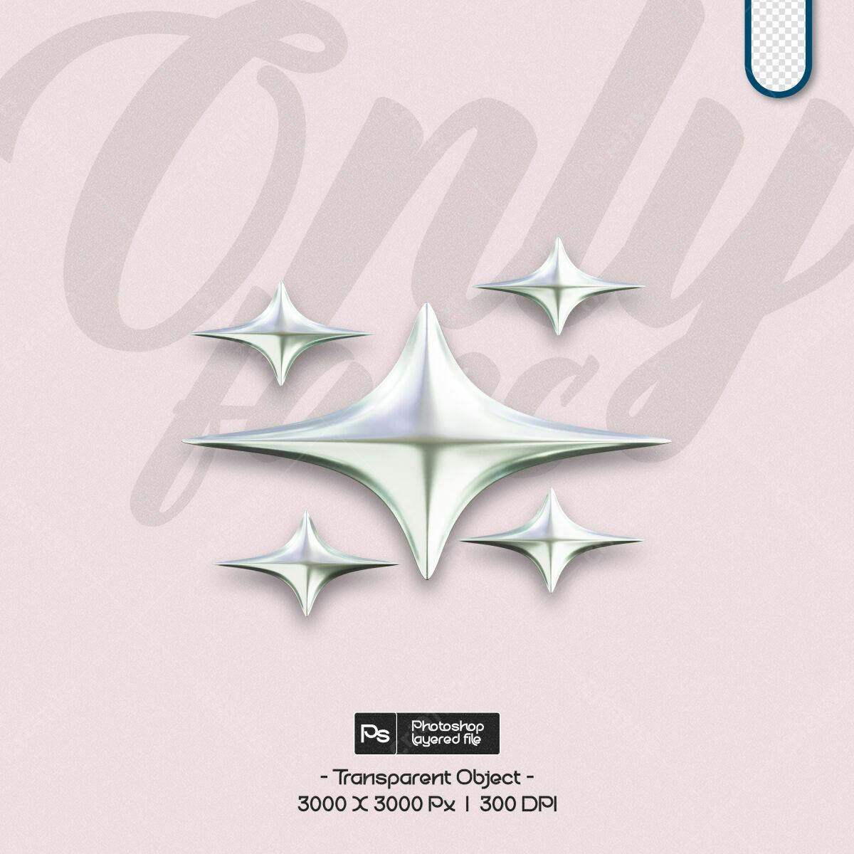 Pack de Estrelas Brilhantes PSD Editável
