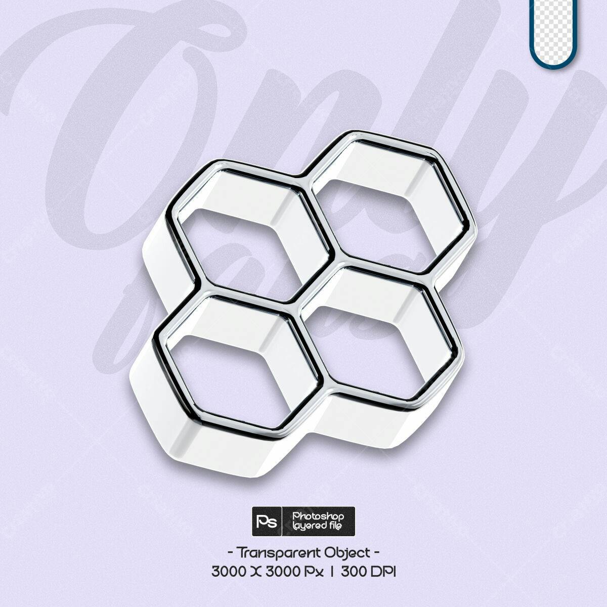 Objeto 3D Hexagonal PSD Editável