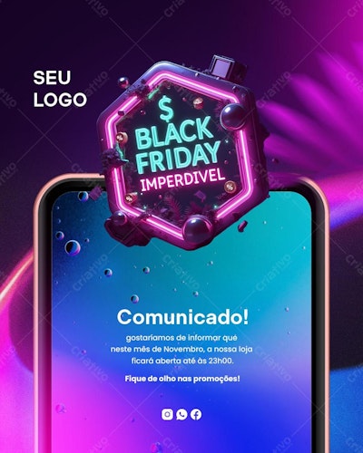 Flyer Black Friday Neon PSD Editável