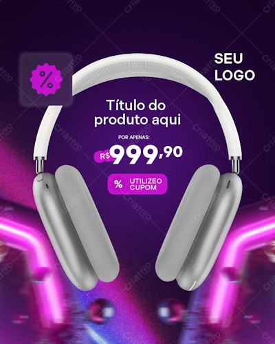 Banner Promoção Fones de Ouvido PSD Editável