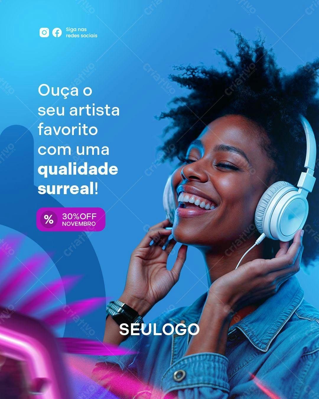 Flyer Promocional Música Novembro PSD Editável