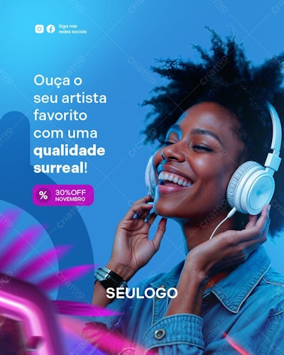 Flyer Promocional Música Novembro PSD Editável