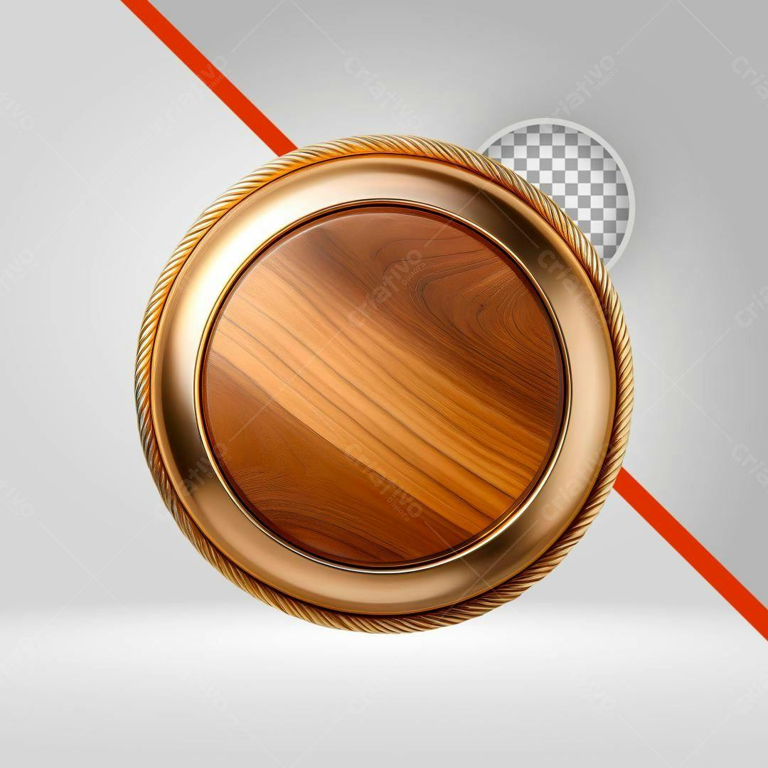 Selo Madeira e Ouro PNG com fundo transparente