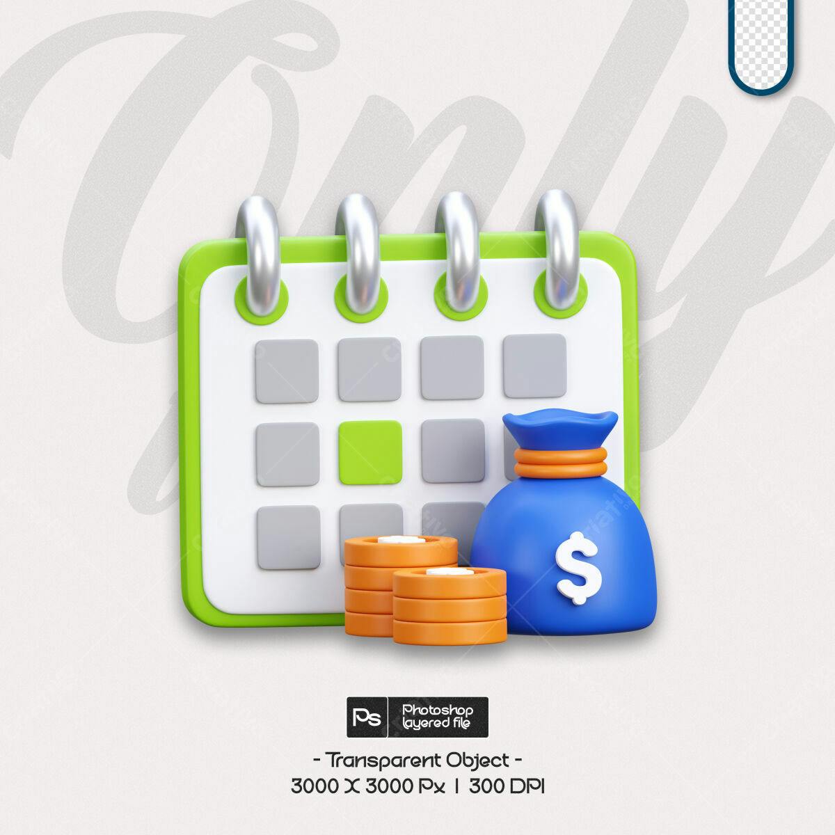 Ícone Calendário Financeiro PSD Editável