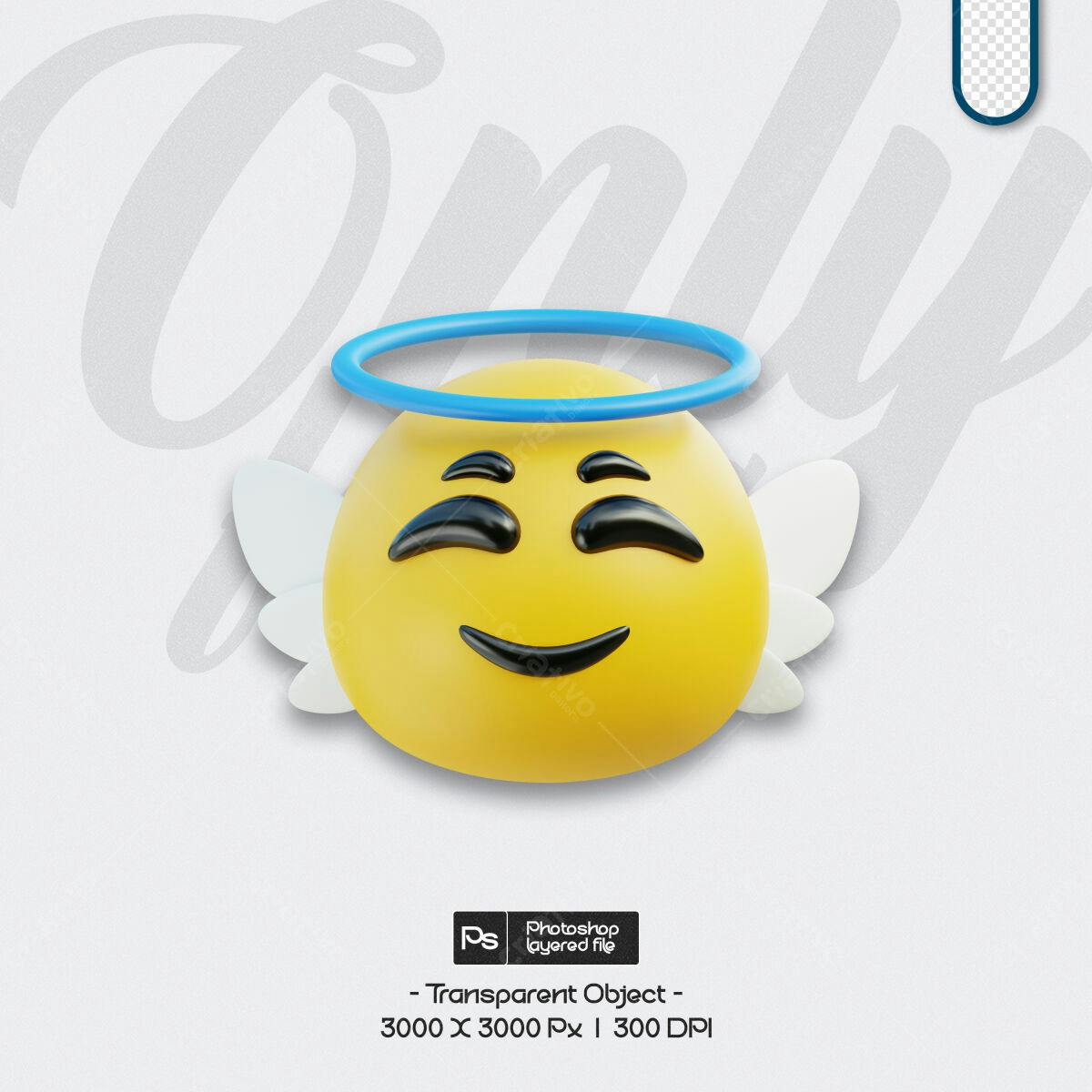 Emoji Anjo 3D PSD Editável