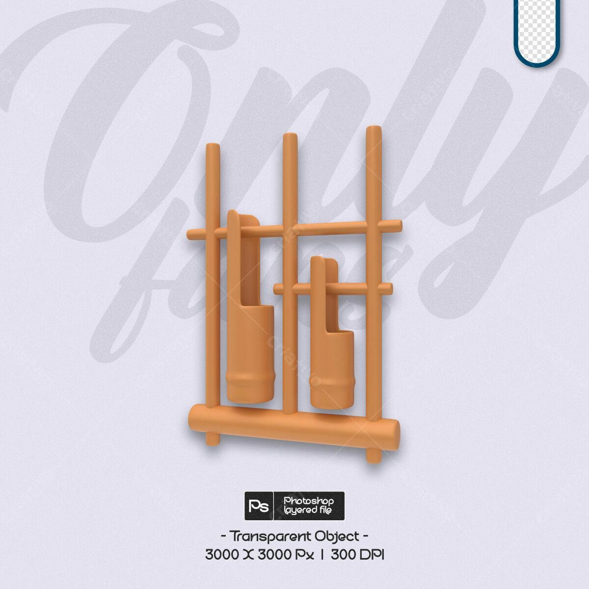 Objeto 3D Angklung PSD Editável