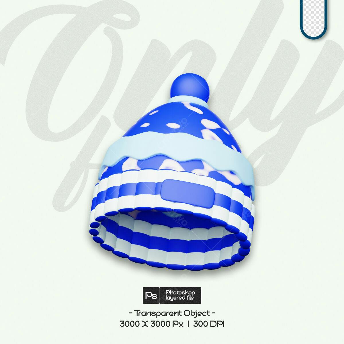 Objeto 3D Gorro Inverno PSD Editável