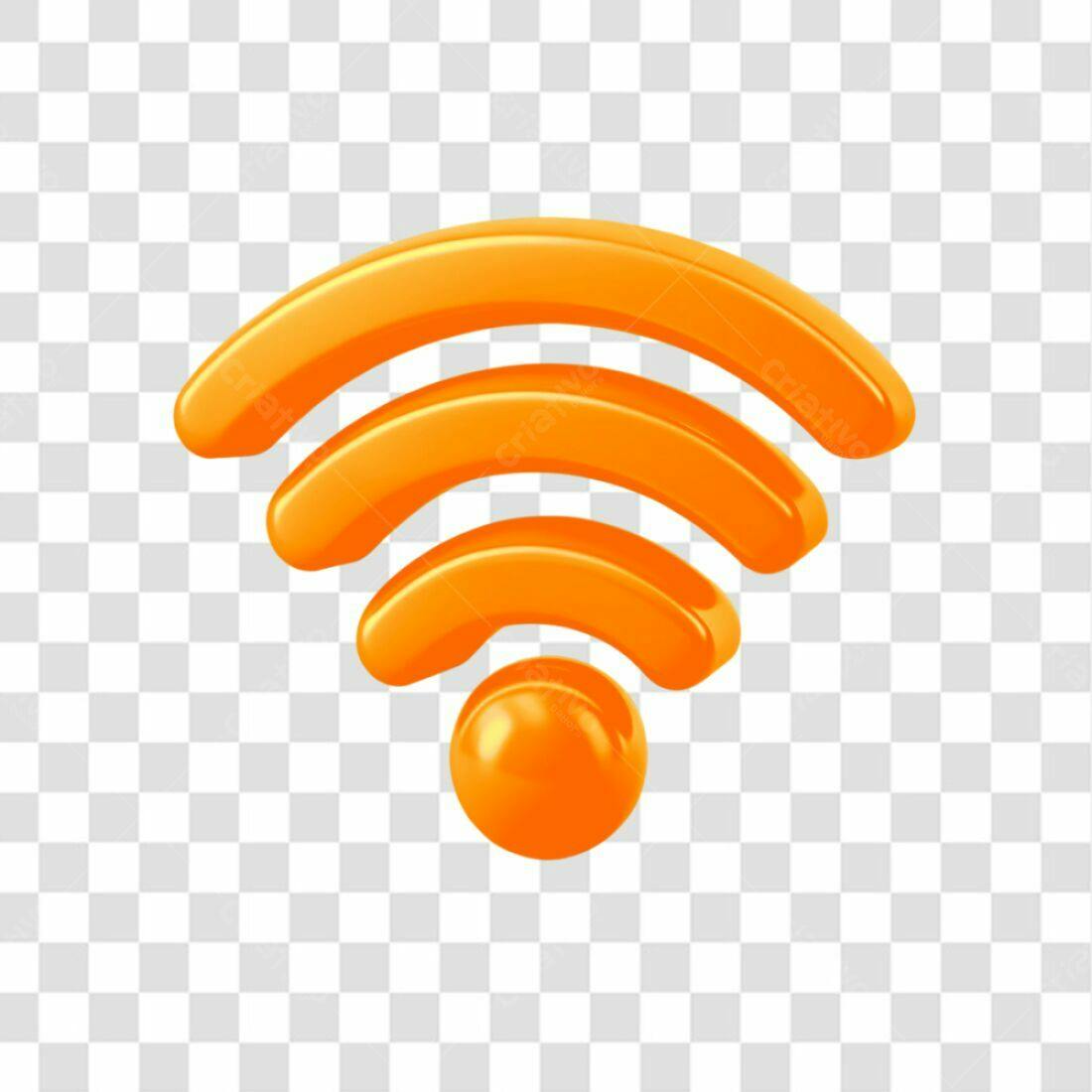 Ícone Wifi Laranja PNG com fundo transparente