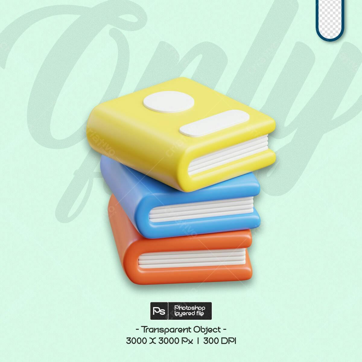 Kit de Livros 3D Coloridos PSD Editável