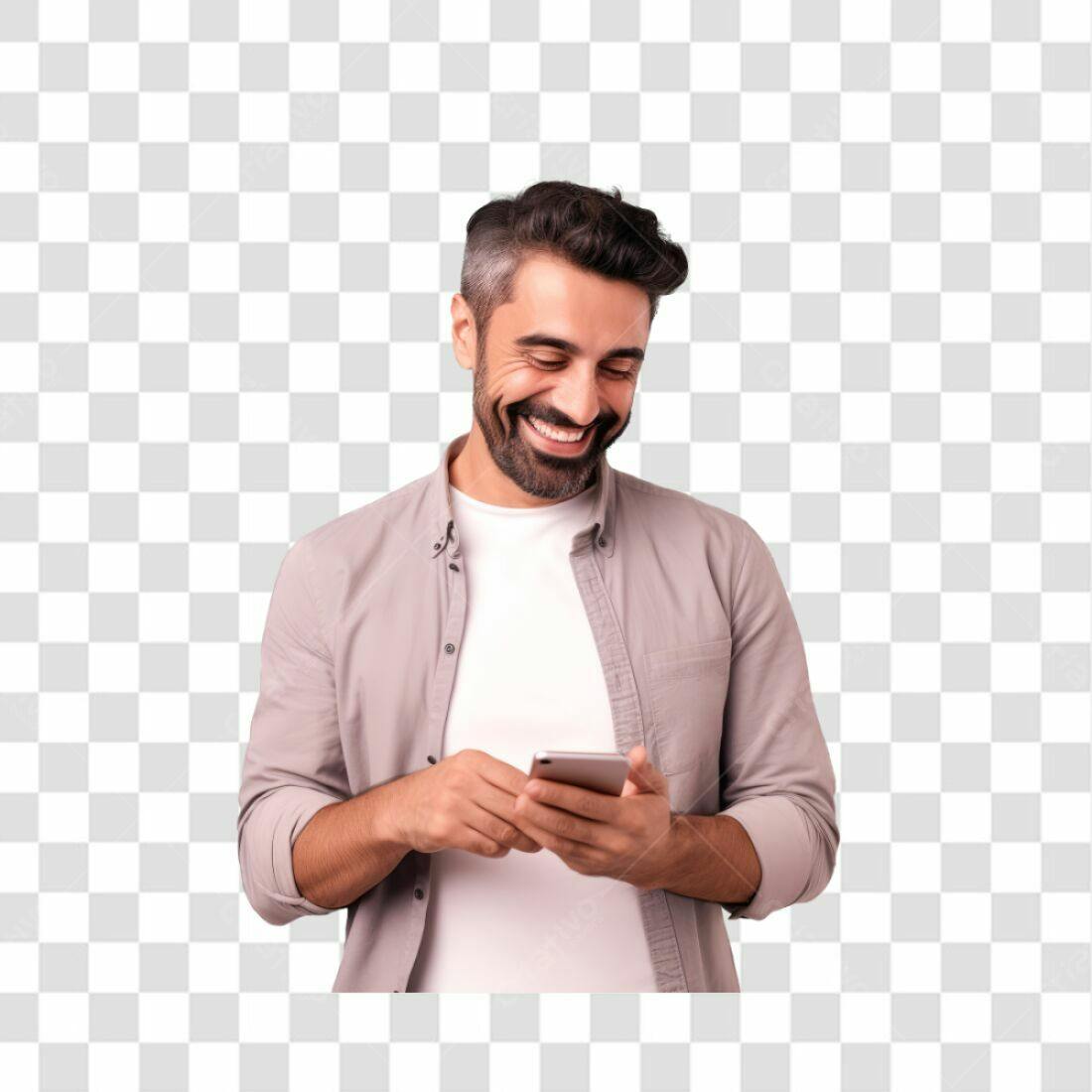 Icone Homem Feliz com Celular PNG com fundo transparente