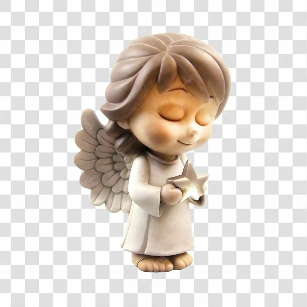 Personagem De Anjo Segurando Uma Estrela Elemento 3D Para Composição Png Ia