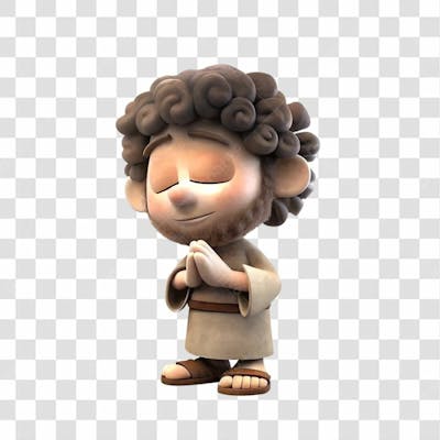 Personagem De Pastor De Ovelhas Em Oração Elemento 3D Para Composição Png Ia