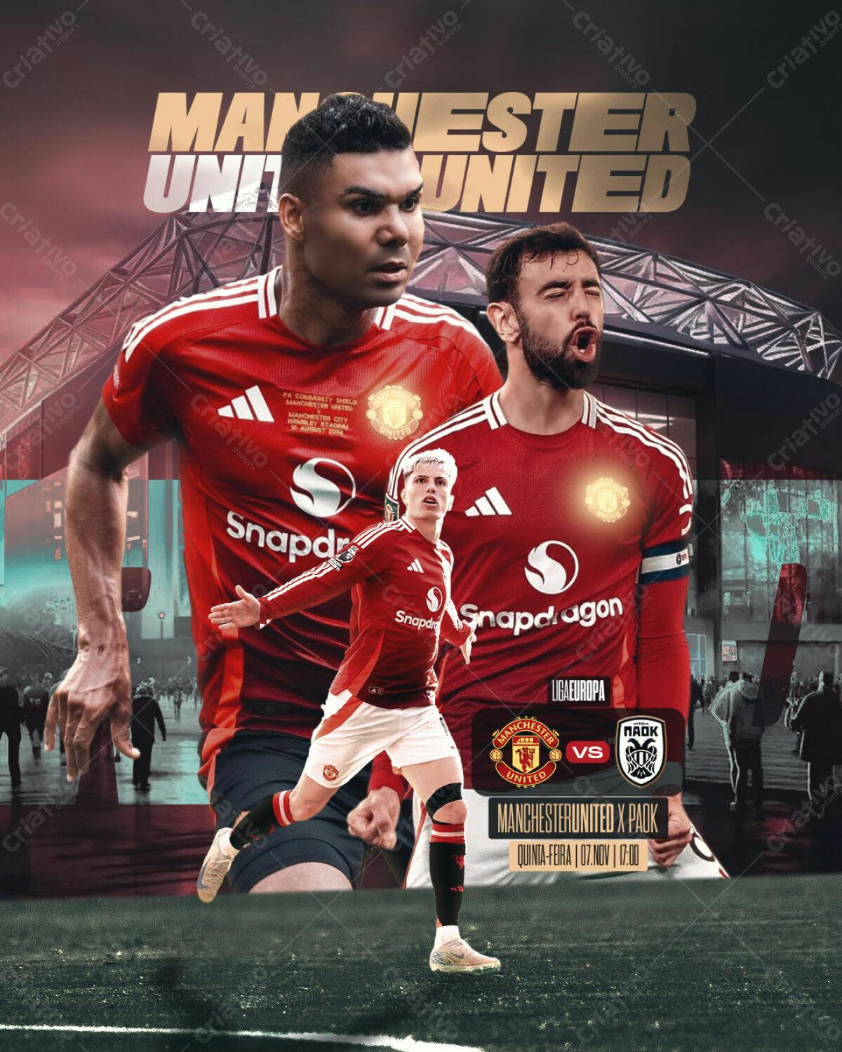 Flyer Manchester United x PAOK PSD Editável