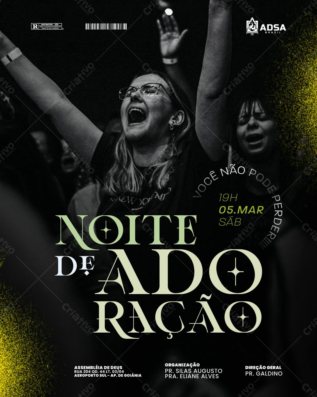 Flyer Noite de Adoração PSD Editável