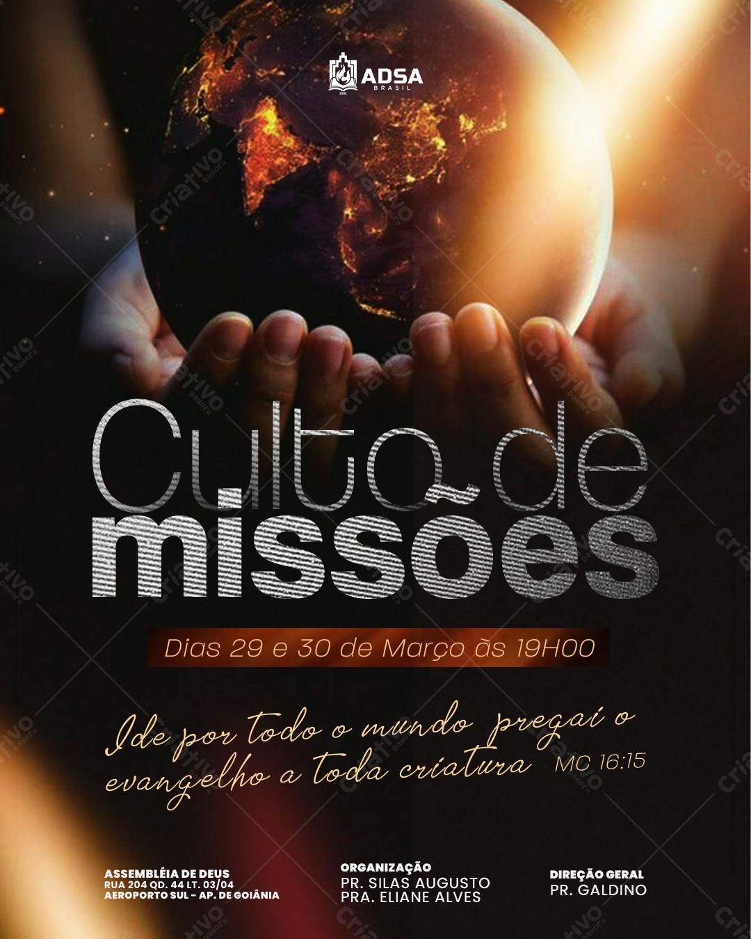 Flyer Culto de Missões PSD Editável
