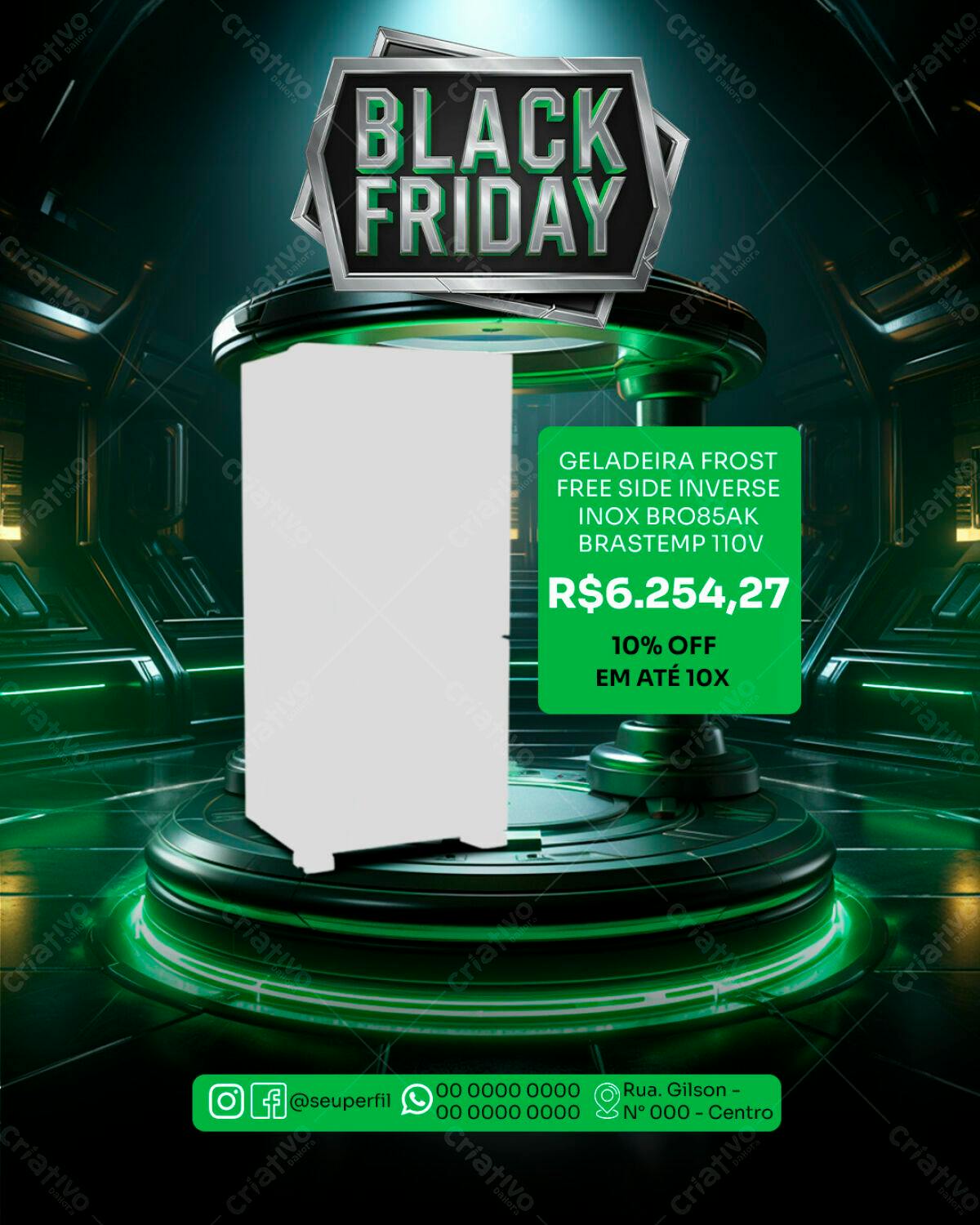 Flyer Black Friday Geladeira PSD Editável