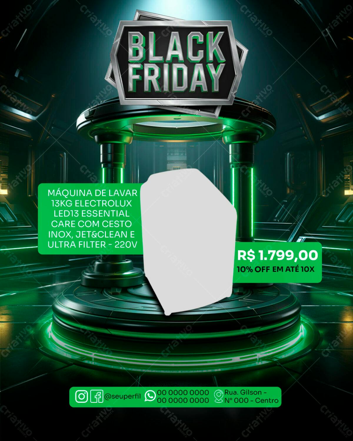 Flyer Black Friday Máquina de Lavar PSD Editável