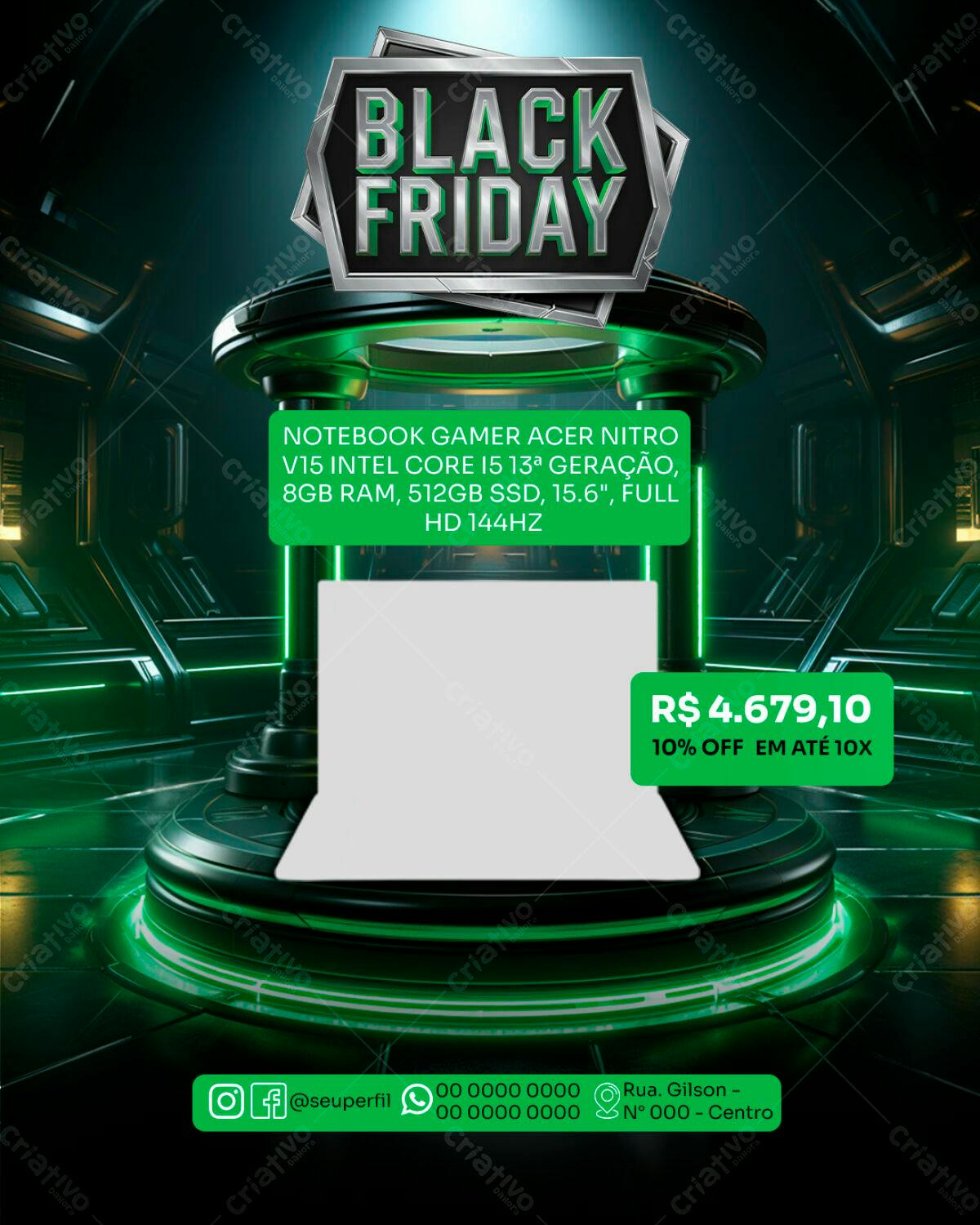 Flyer Black Friday Notebook Gamer PSD Editável
