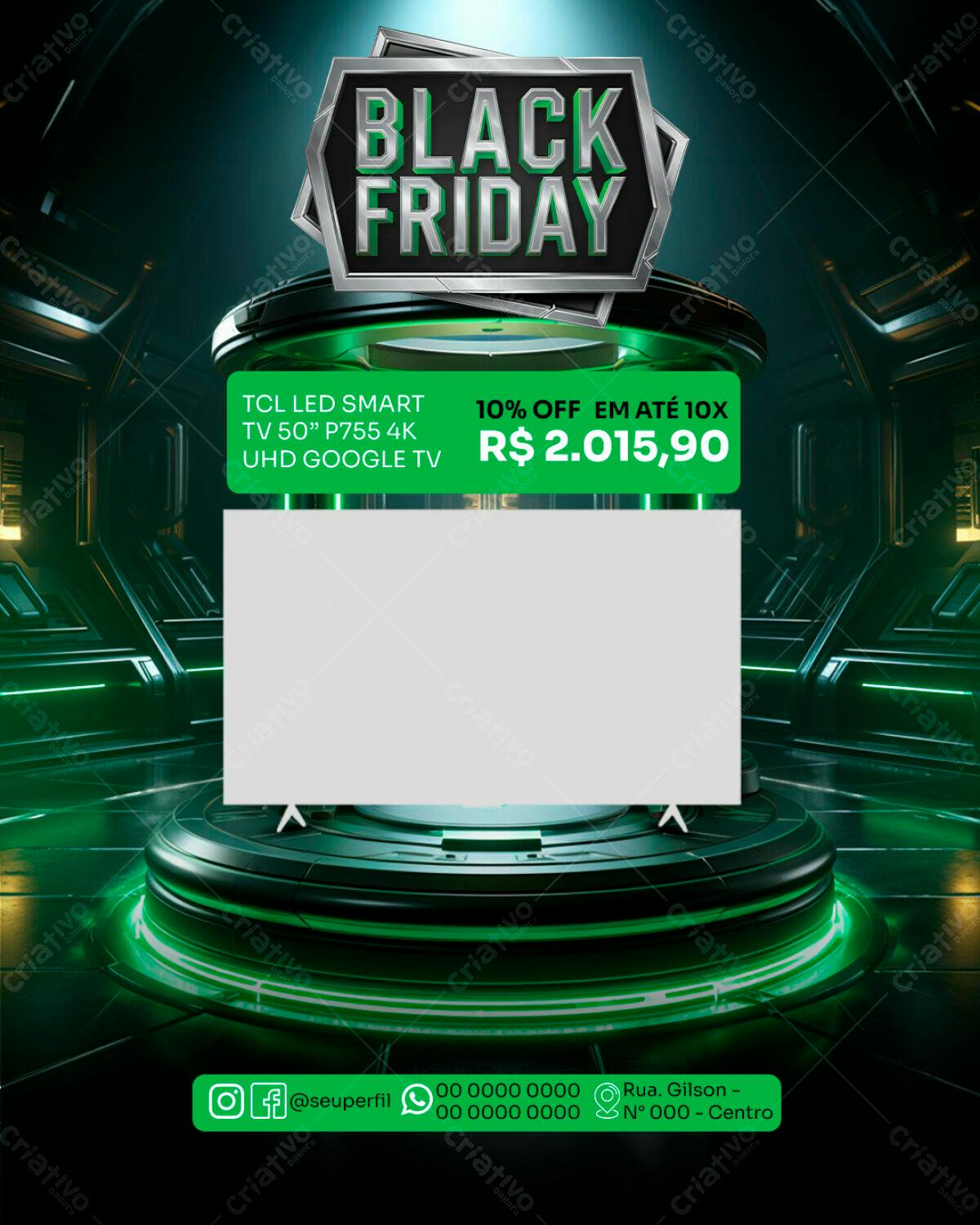 Flyer Black Friday com Design Futurístico PSD Editável