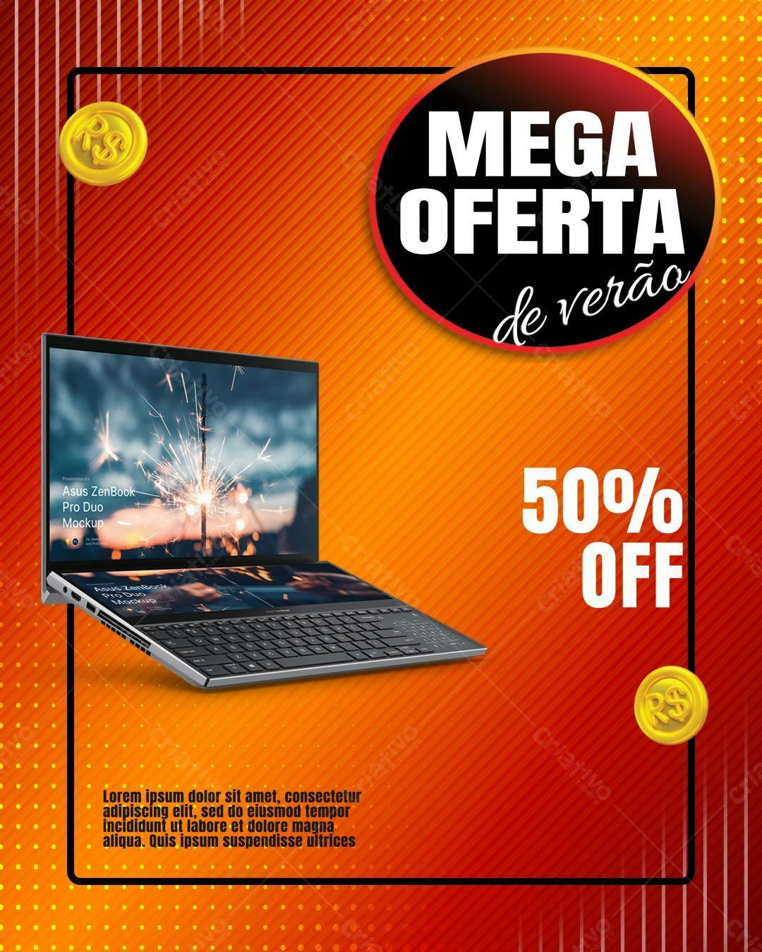 Flyer Mega Oferta de Verão 50% OFF PSD Editável