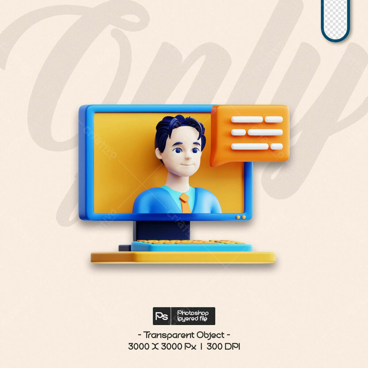 PSD Personagem 3D para Redes Sociais PSD Editável