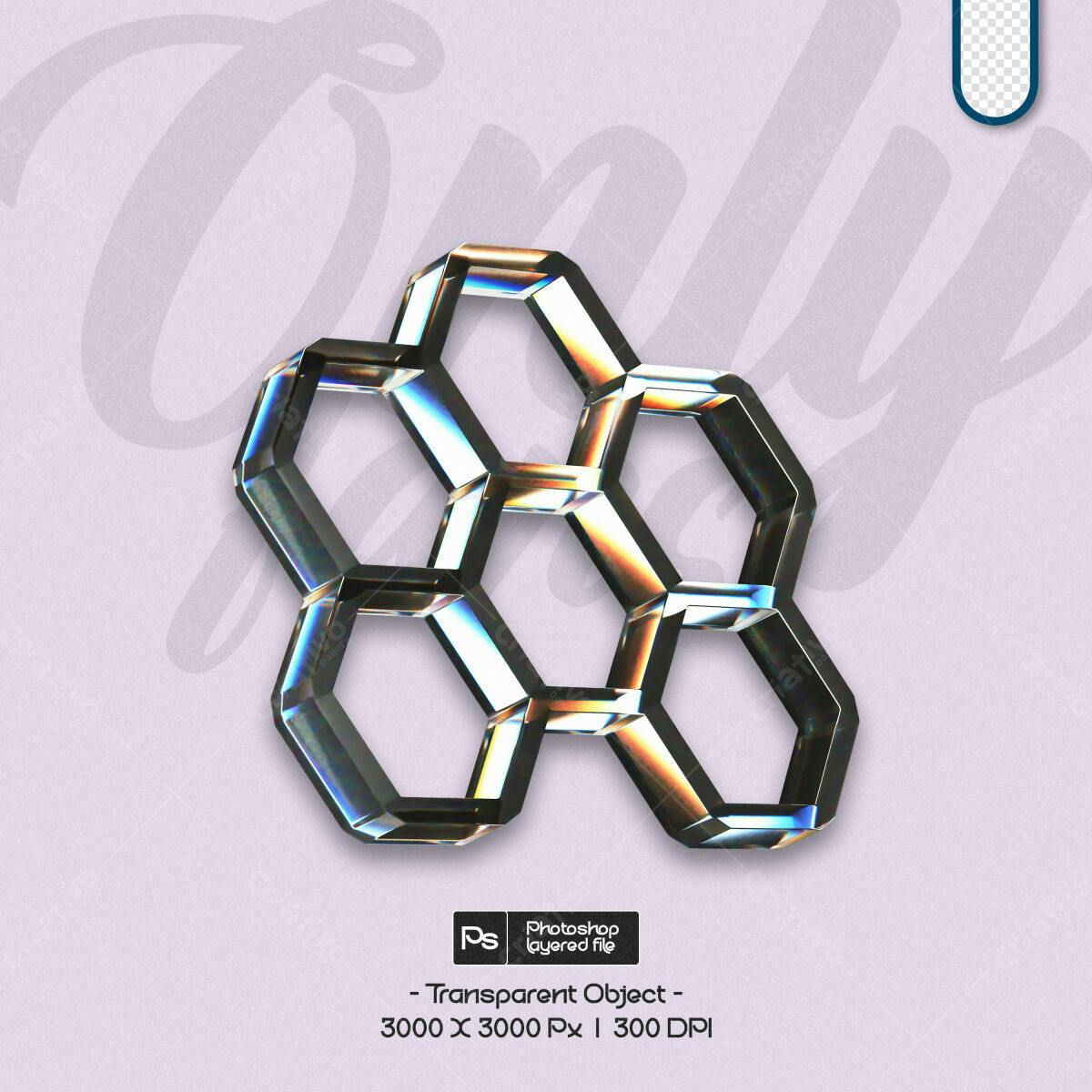 Objeto 3D Hexagonal em PSD Editável