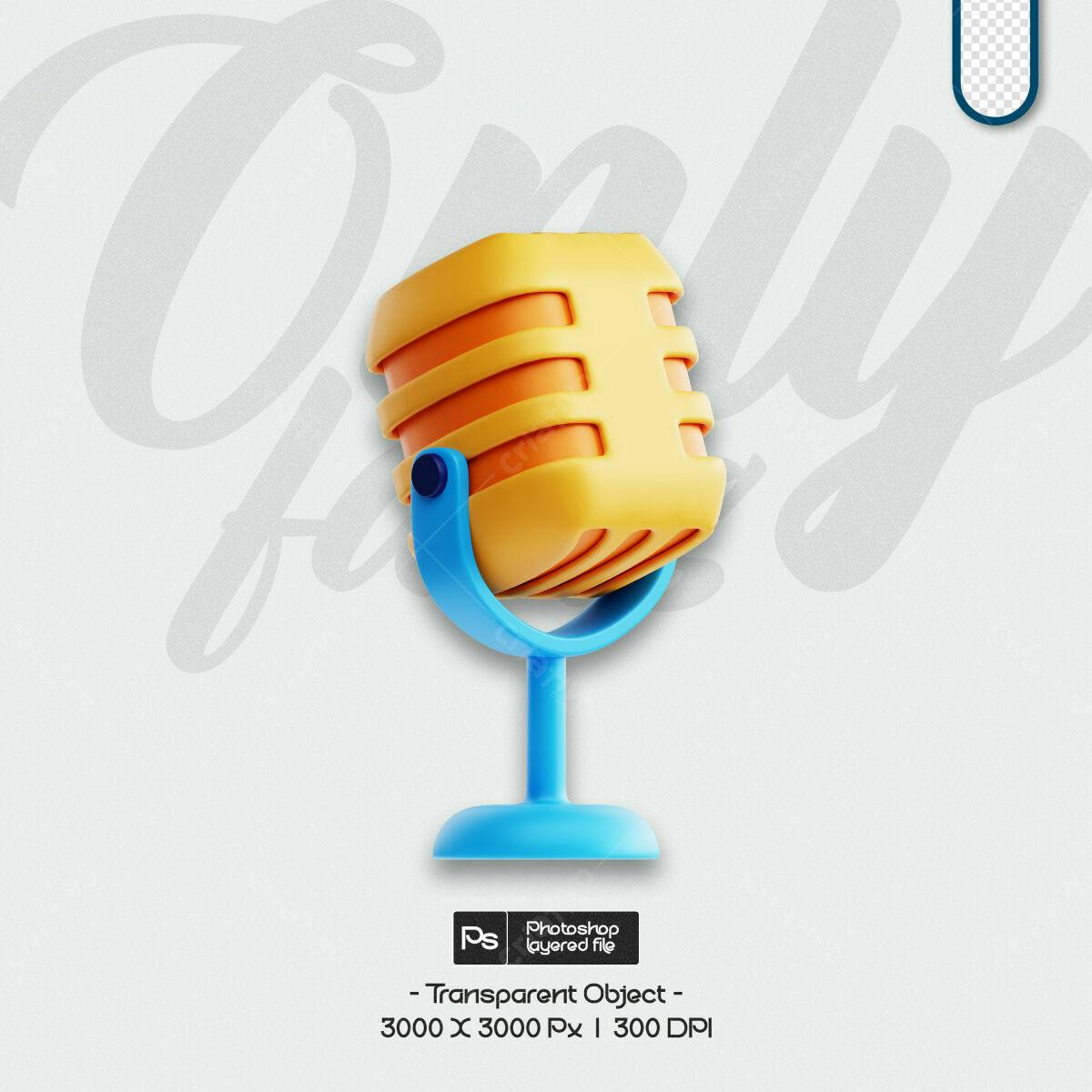 Mic Retro 3D PSD para Podcast Editável