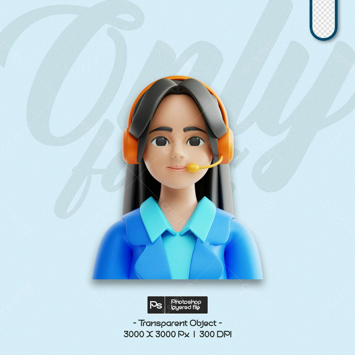 Avatar 3D Atendente PSD Editável