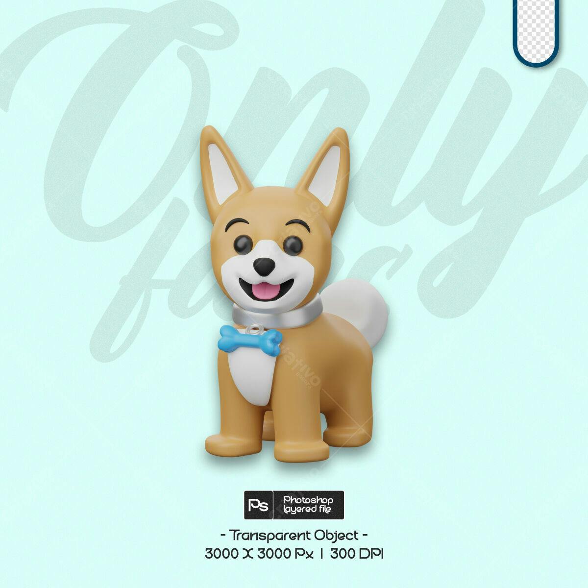 PSD Cachorro 3D Cartoon para Redes Sociais PSD Editável