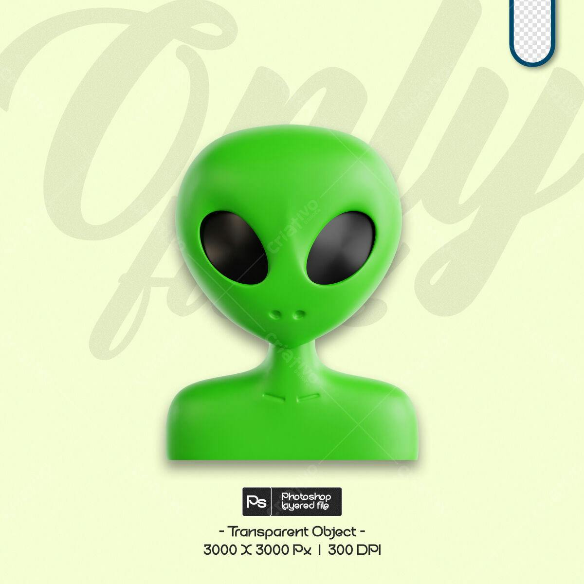 Avatar Alien Verde PSD Editável