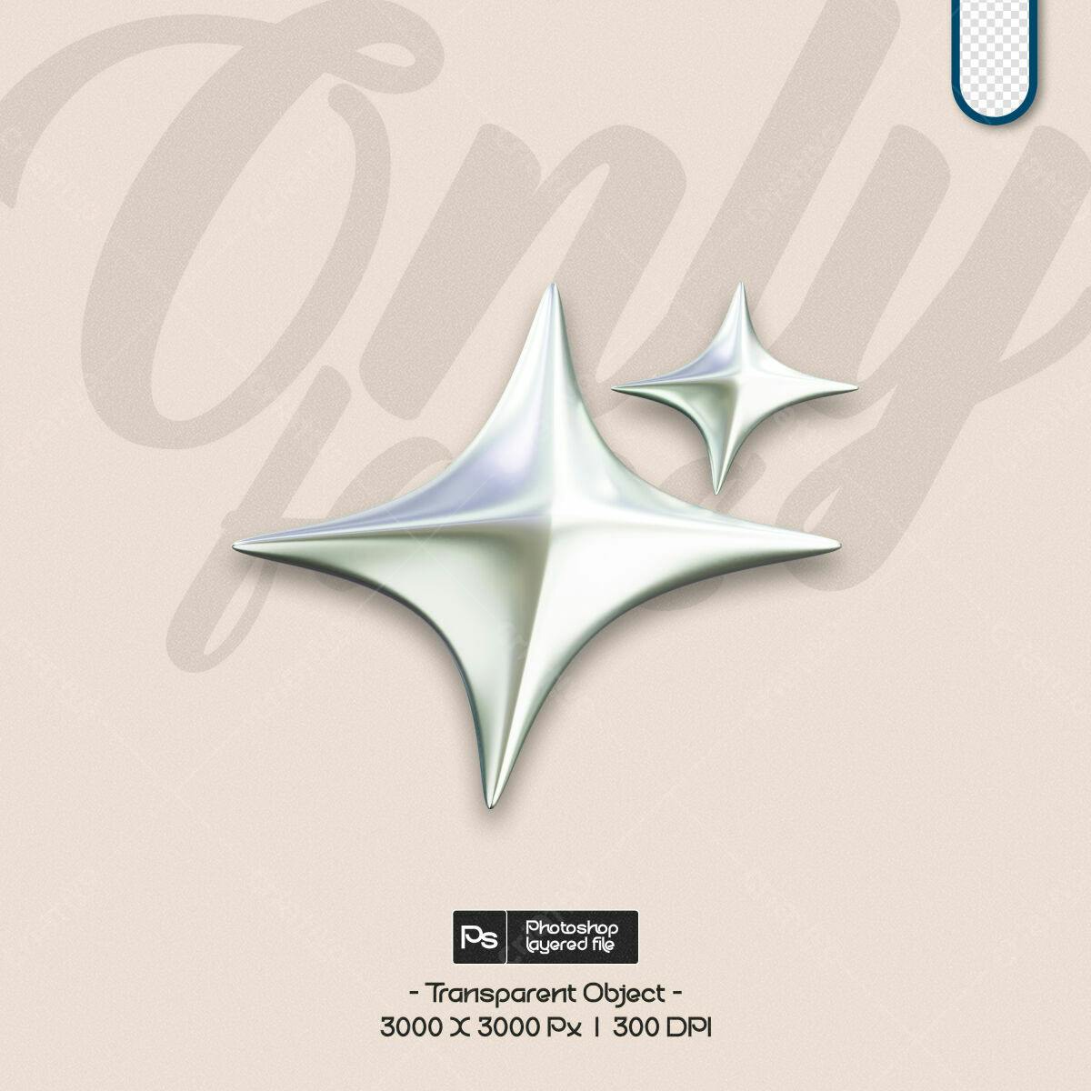 Objeto 3D Estrelas Brilhantes PSD Editável
