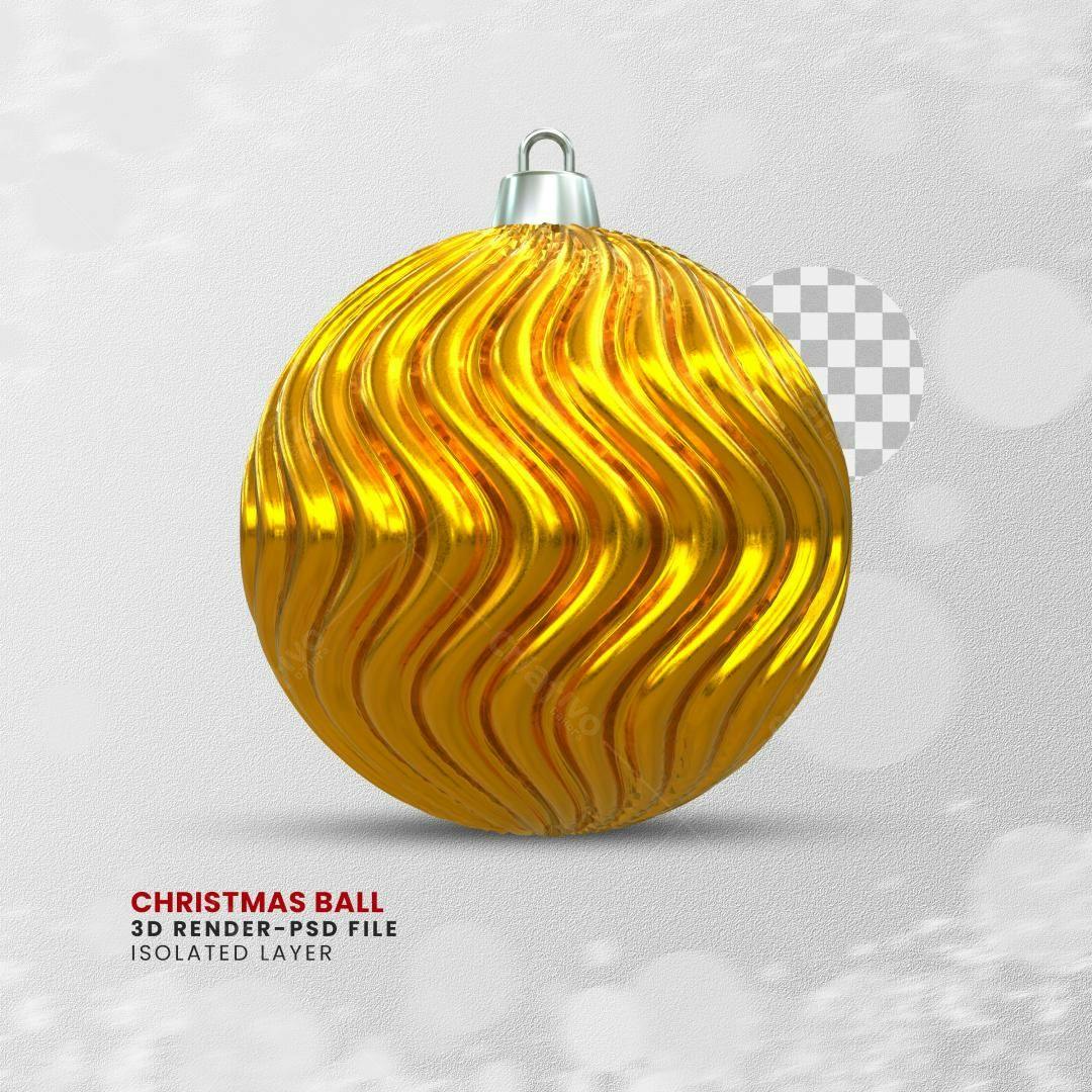 Enfeite de Natal Dourado PSD Editável
