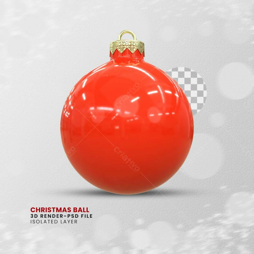 Enfeite de Natal Bola Vermelha PSD Editável