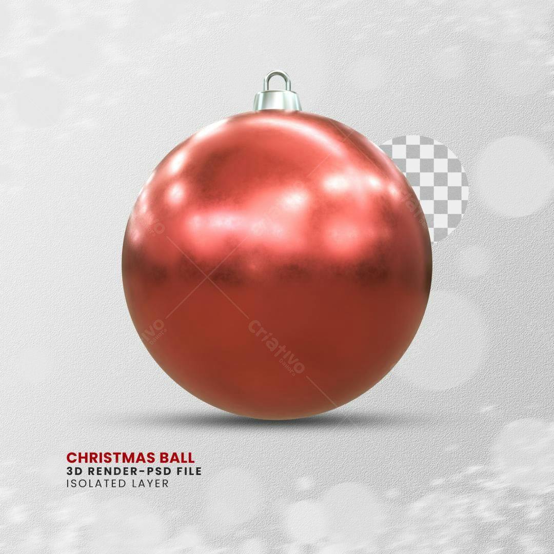 Enfeite de Natal Bola Vermelha PSD Editável