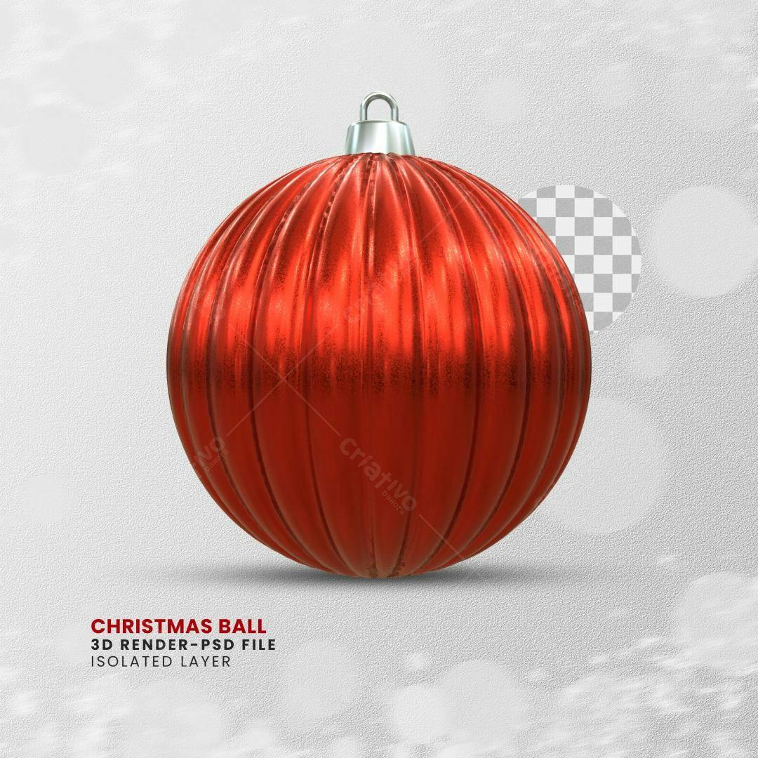 Enfeite de Natal Bola Vermelha PSD Editável