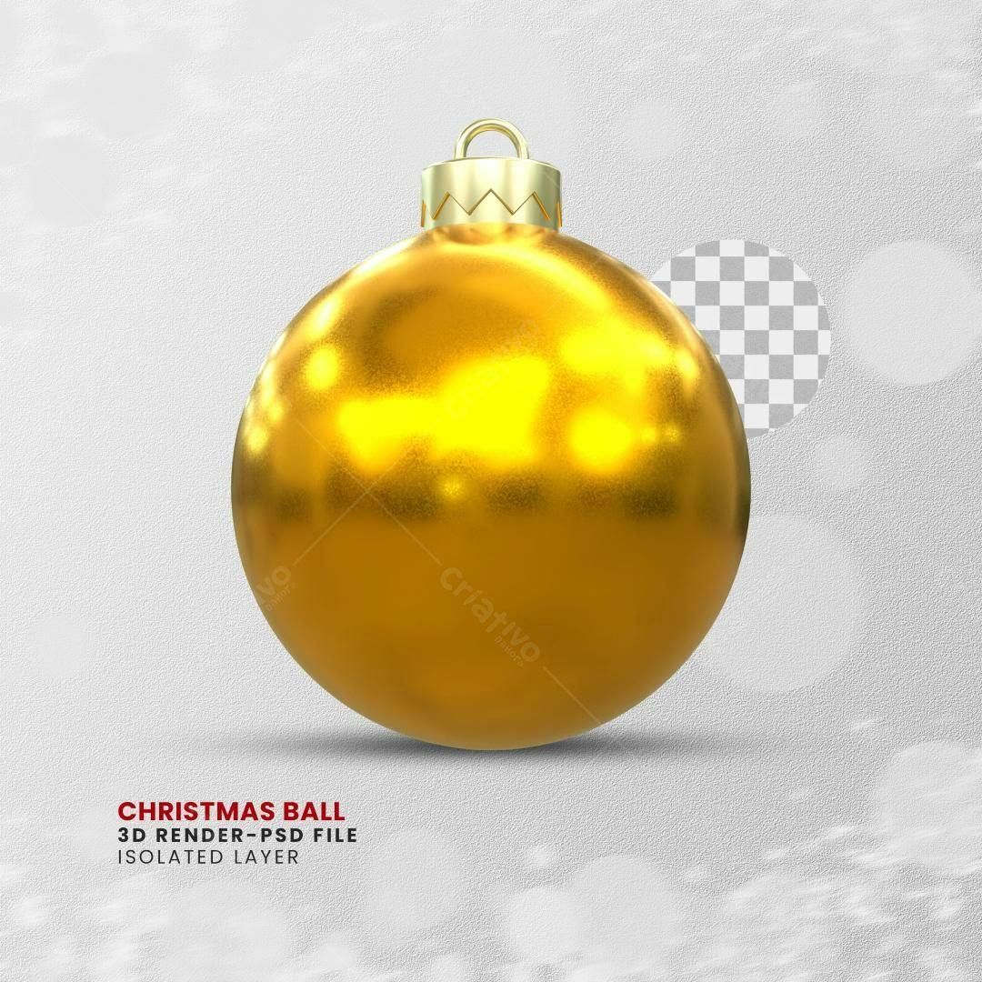 Enfeite de Natal Bola Dourada PSD Editável